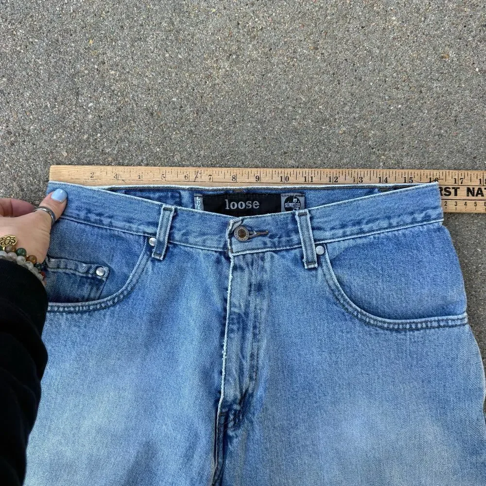 Vintage Y2K Levi's Silvertab Loose Faded Blue Denim Jean Shorts Jorts Size 33